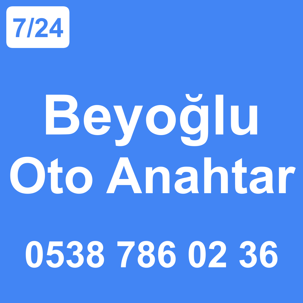 Beyoğlu Oto Anahtar Ustası 7/24 - 0538 786 02 36